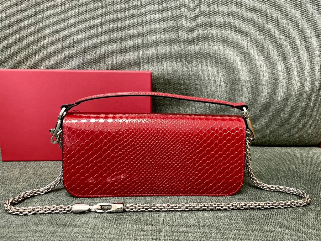 Valentino Red Python VLogo Bag - Hình 3