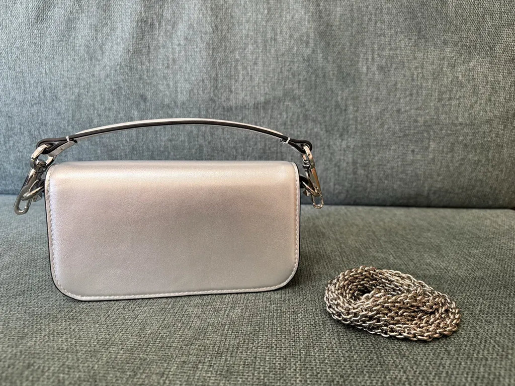 vlogo Valentino Silver Metallic Bag - Hình 5