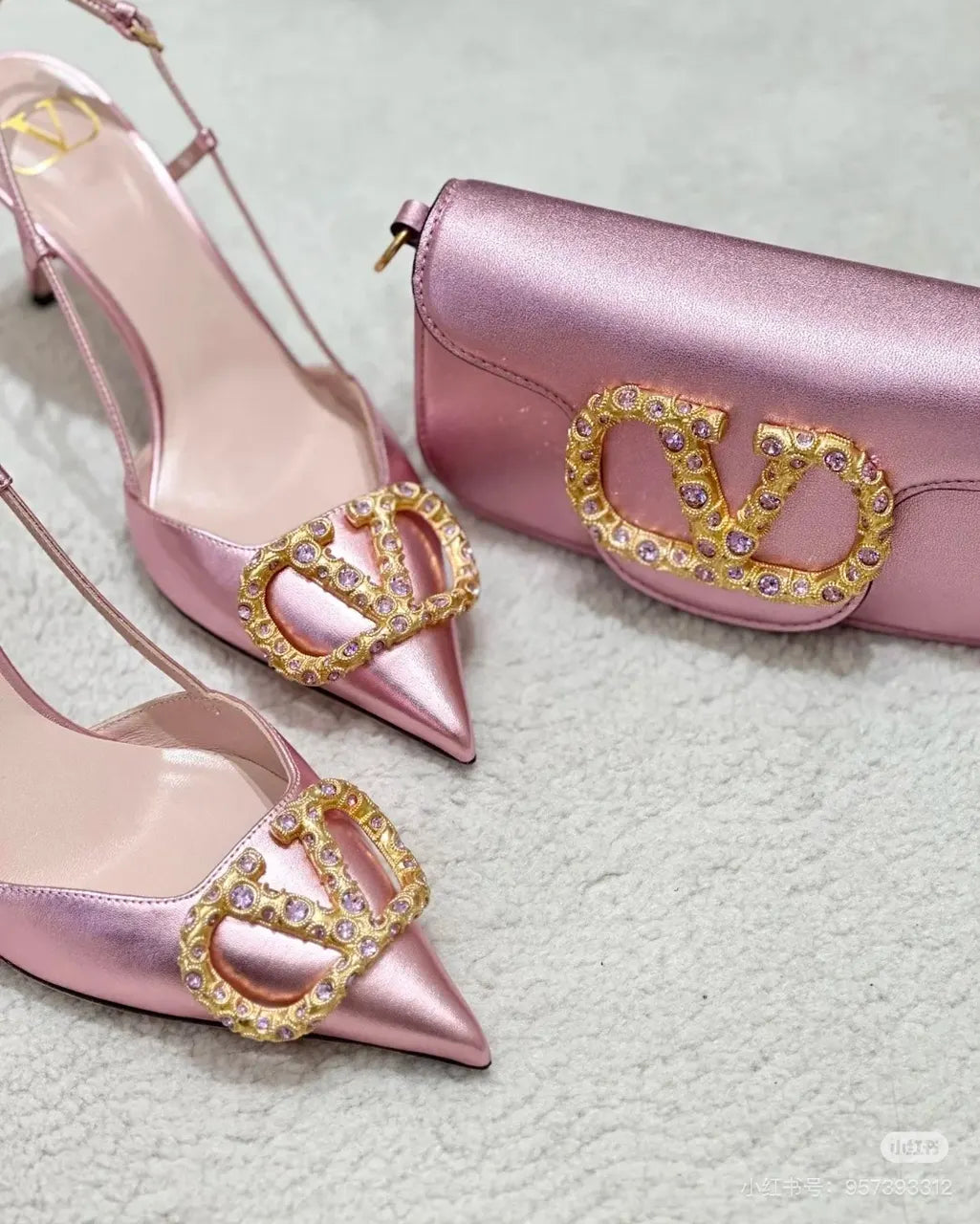 gold Valentino Metallic Pink Bag