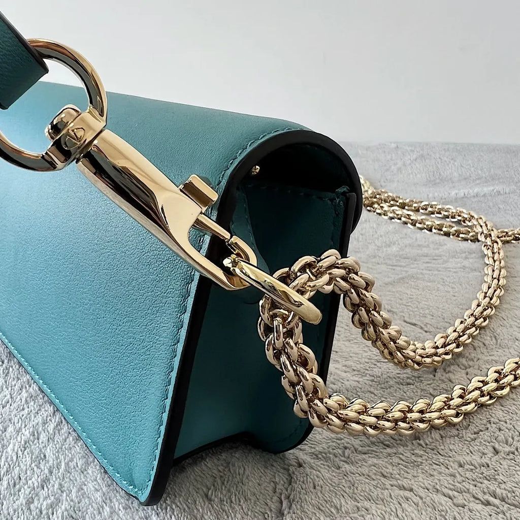 Valentino Teal Roman Stud Bag - Hình 7