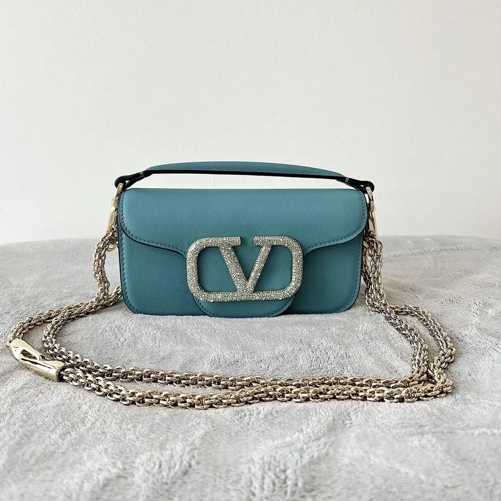 Valentino Teal Roman Stud Bag - Hình 2