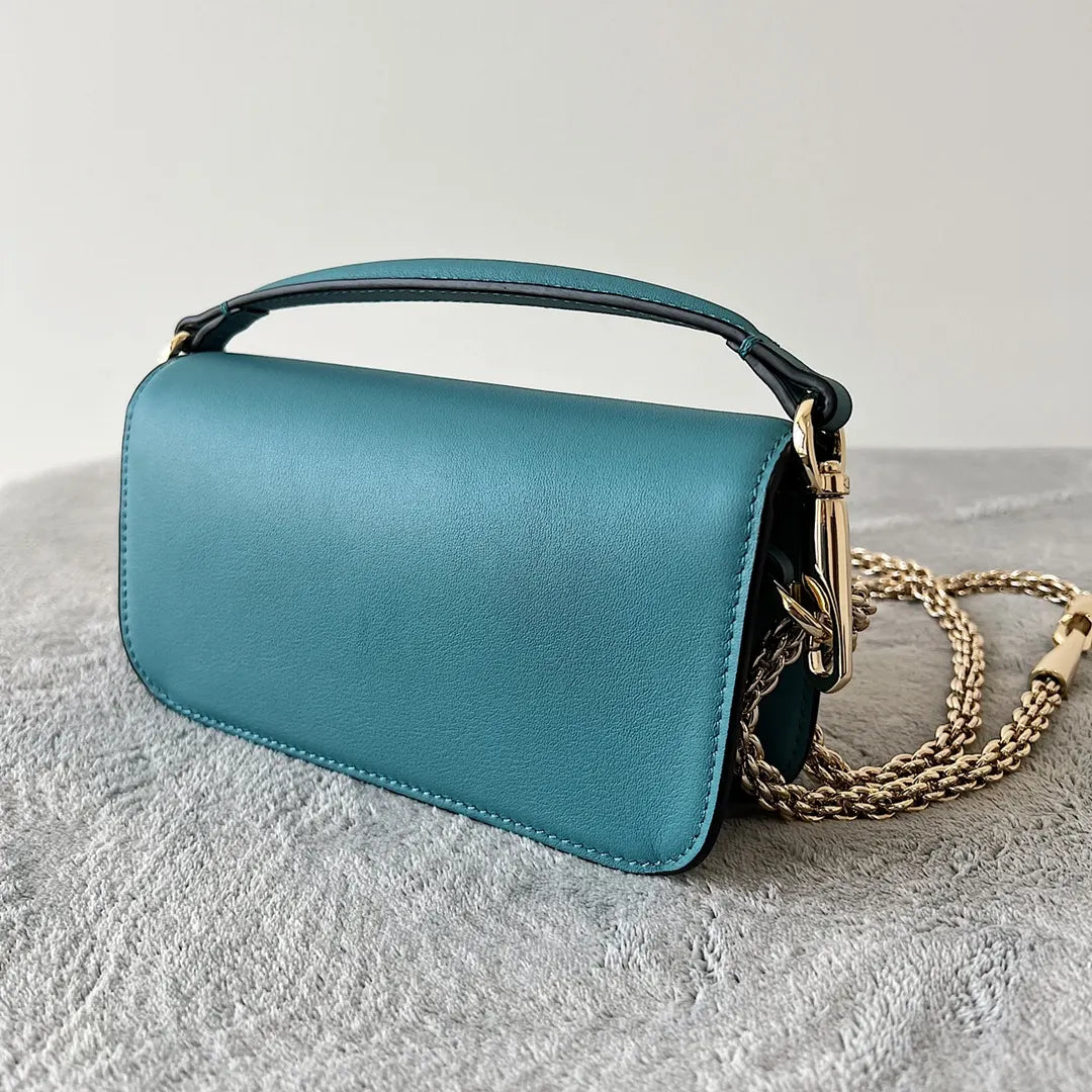 Valentino Teal Roman Stud Bag - Hình 6