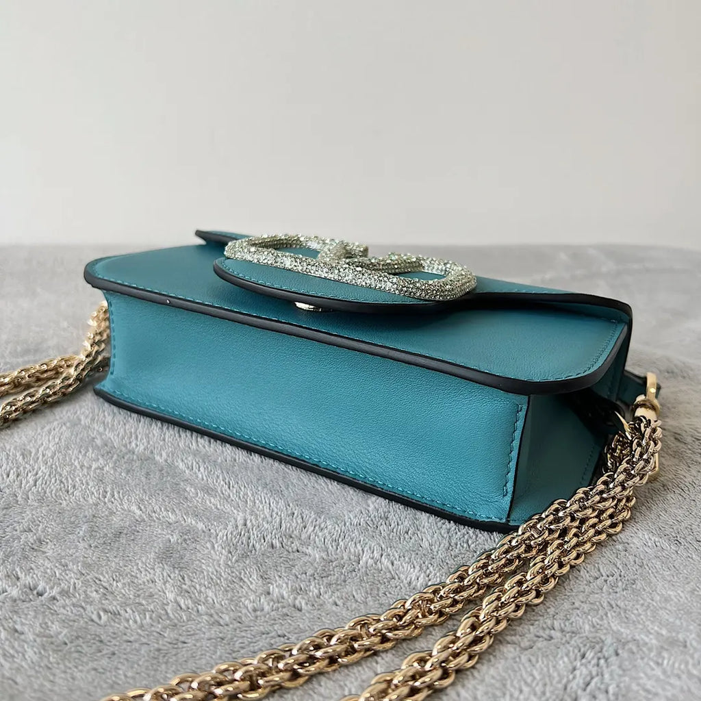 Valentino Teal Roman Stud Bag - Hình 4