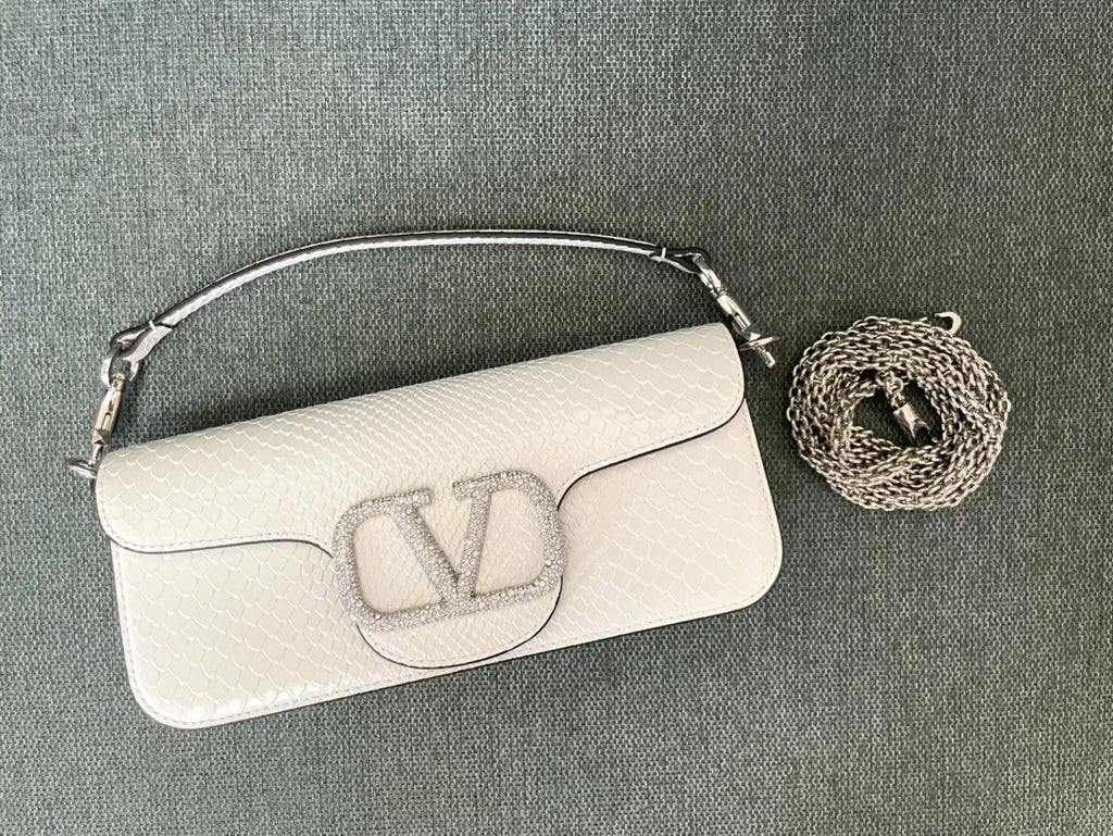 Valentino White Python V-Logo Bag