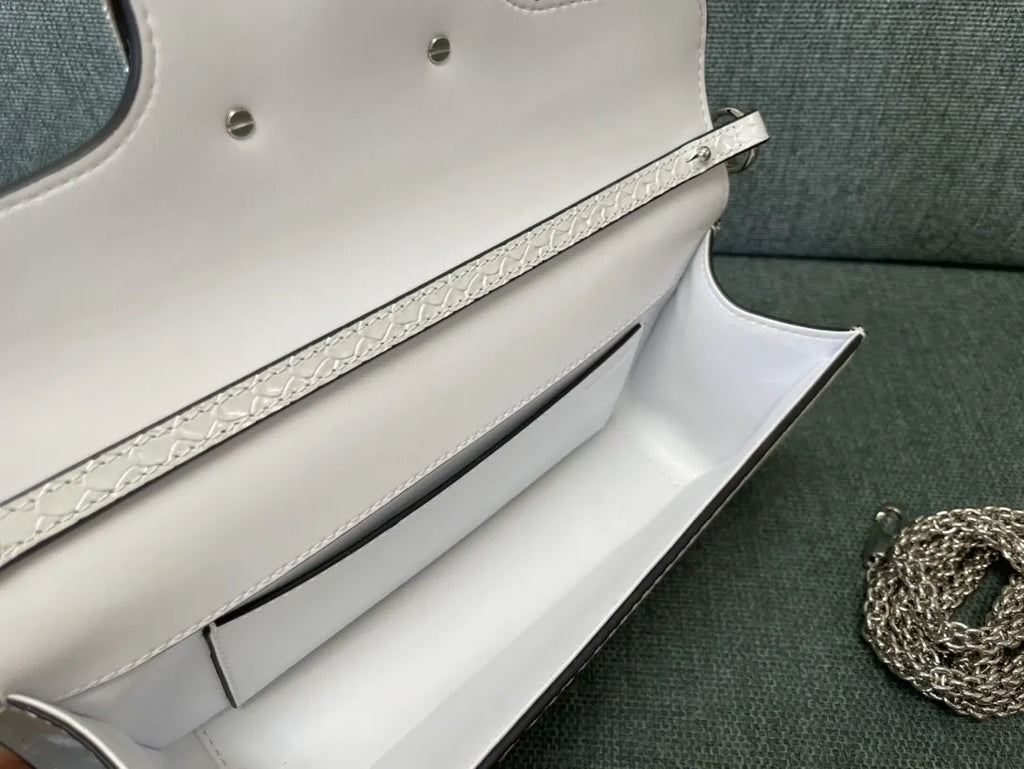 Valentino White Python V-Logo Bag - Hình 6