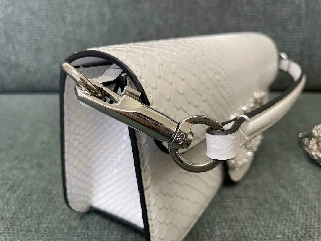 Valentino White Python V-Logo Bag - Hình 3
