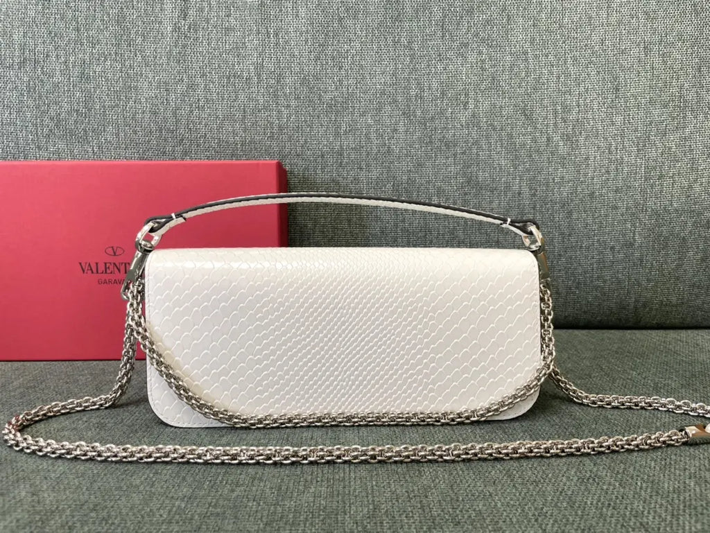 Valentino White Python V-Logo Bag - Hình 5