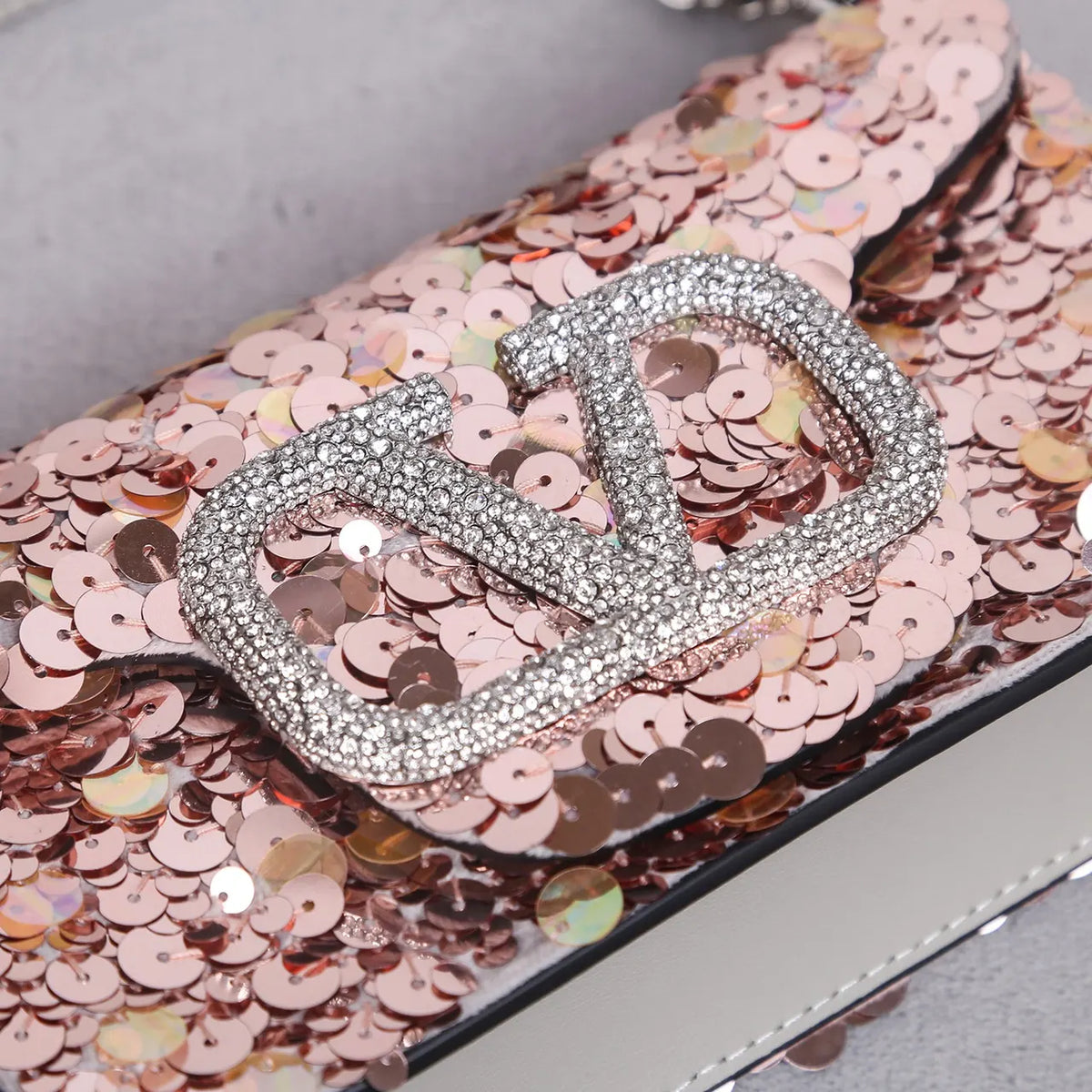 Valentino Rose Gold Sequin Bag - Hình 5
