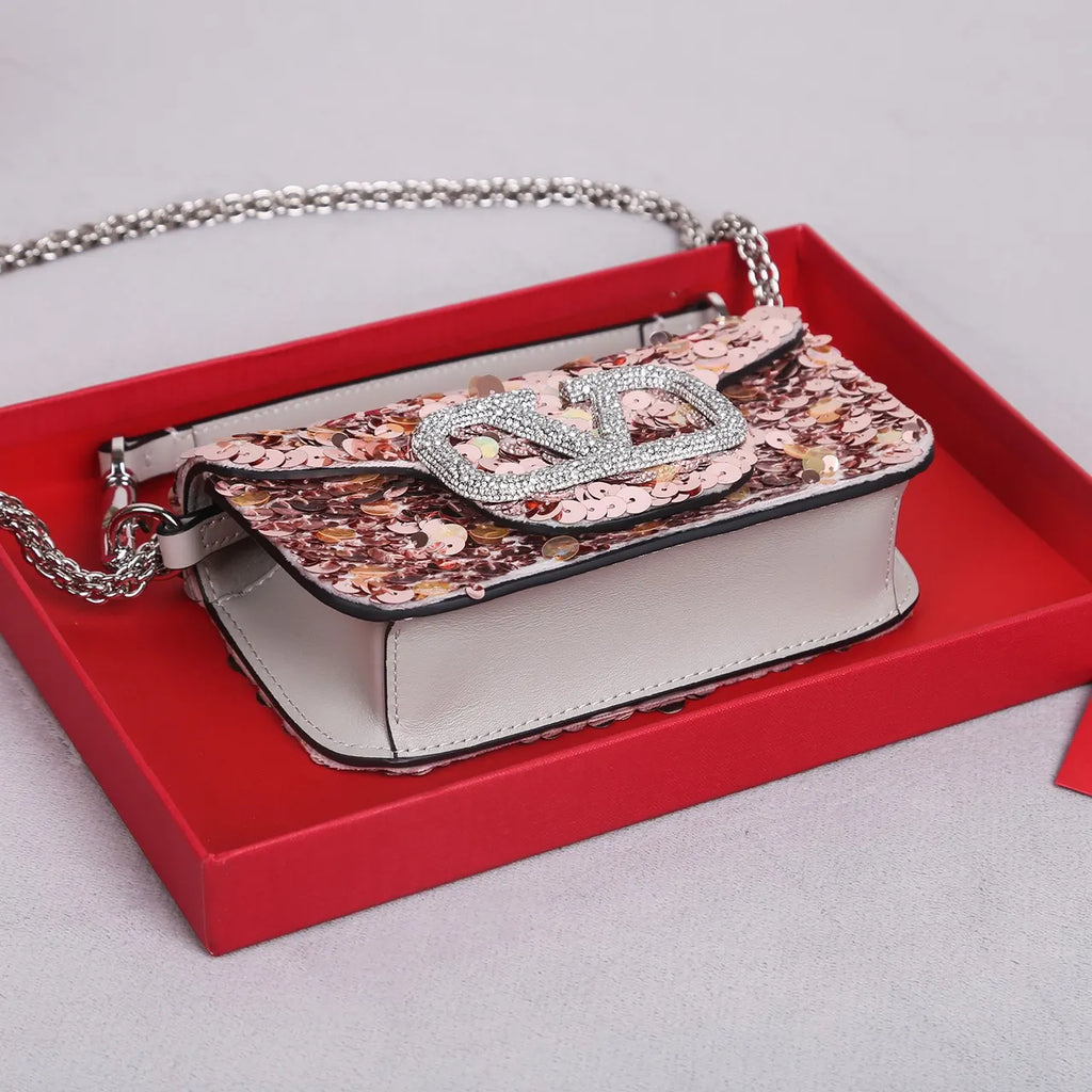 Valentino Rose Gold Sequin Bag - Hình 3