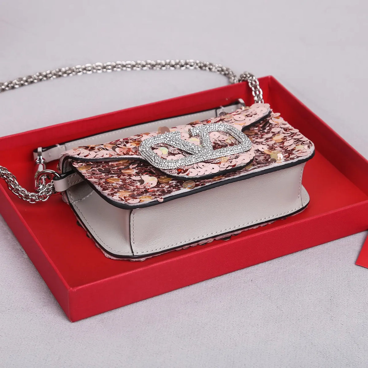Valentino Rose Gold Sequin Bag - Hình 3
