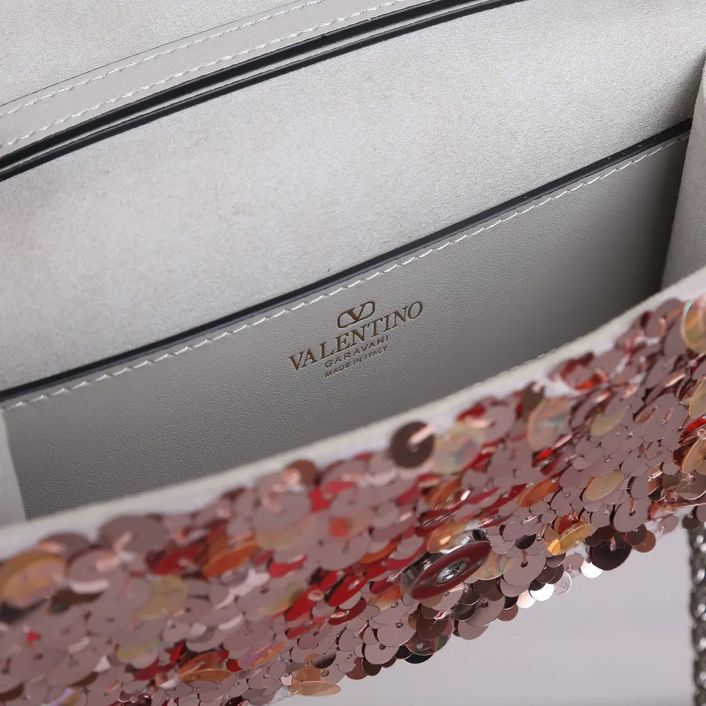 Valentino Rose Gold Sequin Bag - Hình 6