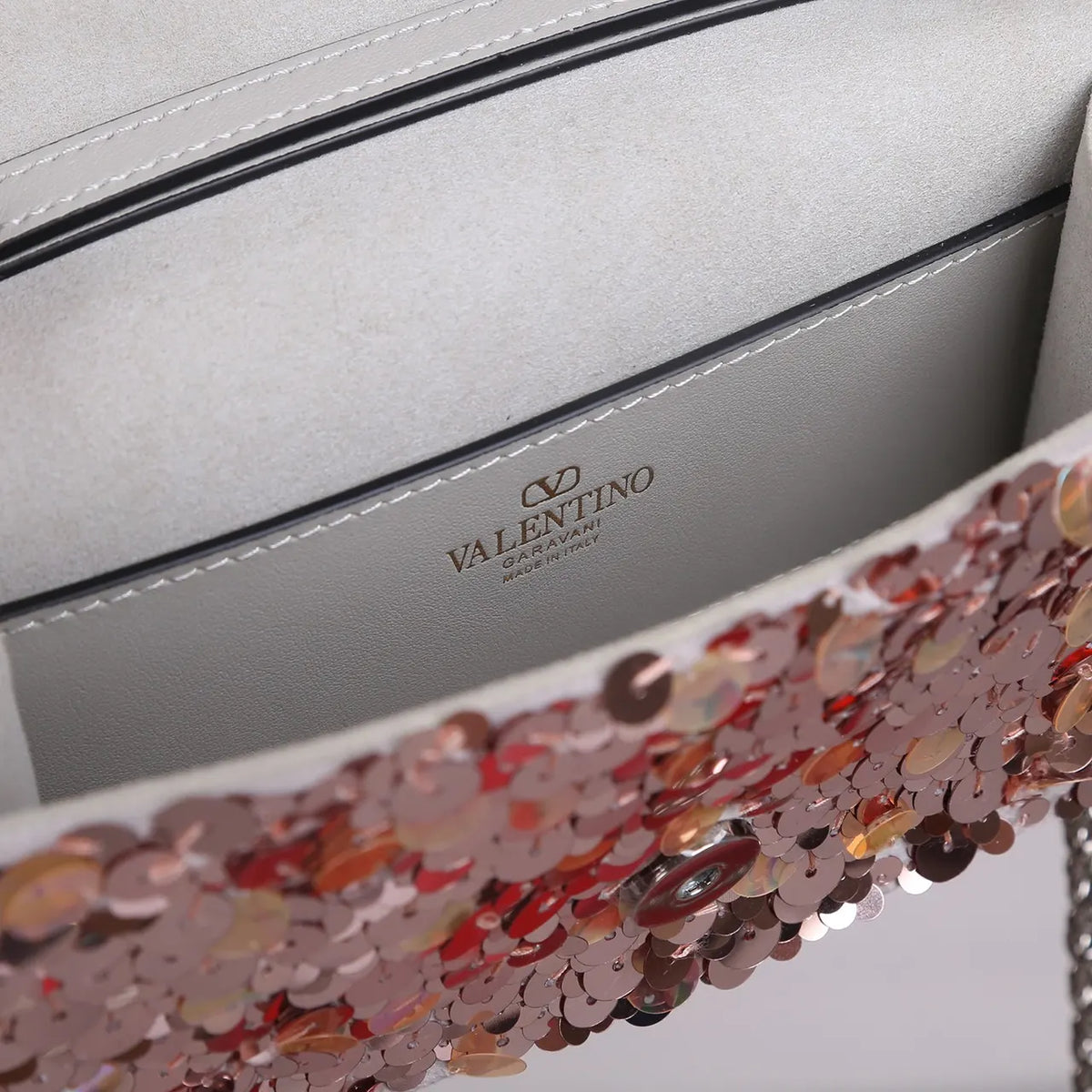 Valentino Rose Gold Sequin Bag - Hình 6