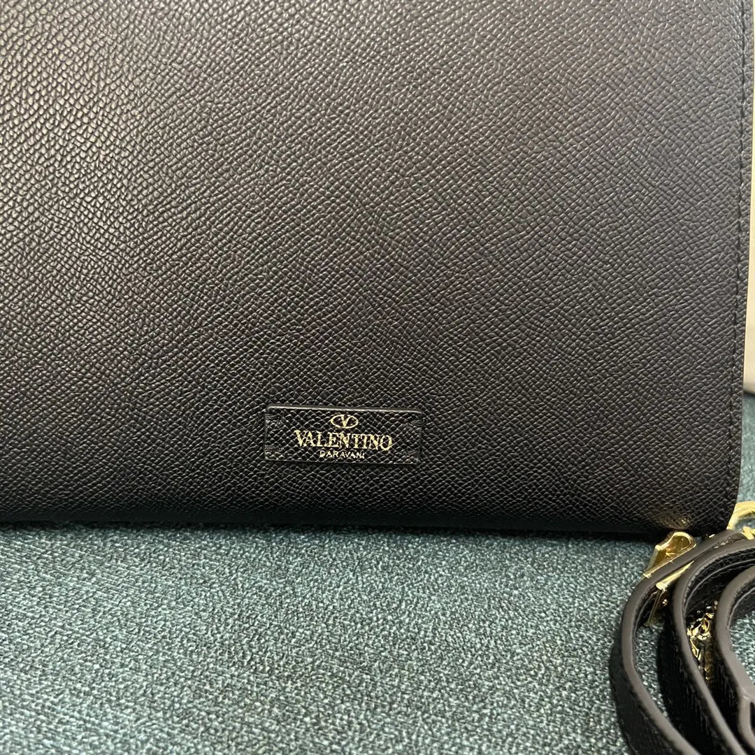 Valentino Black Grain Leather Top Handle Bag - Hình 6
