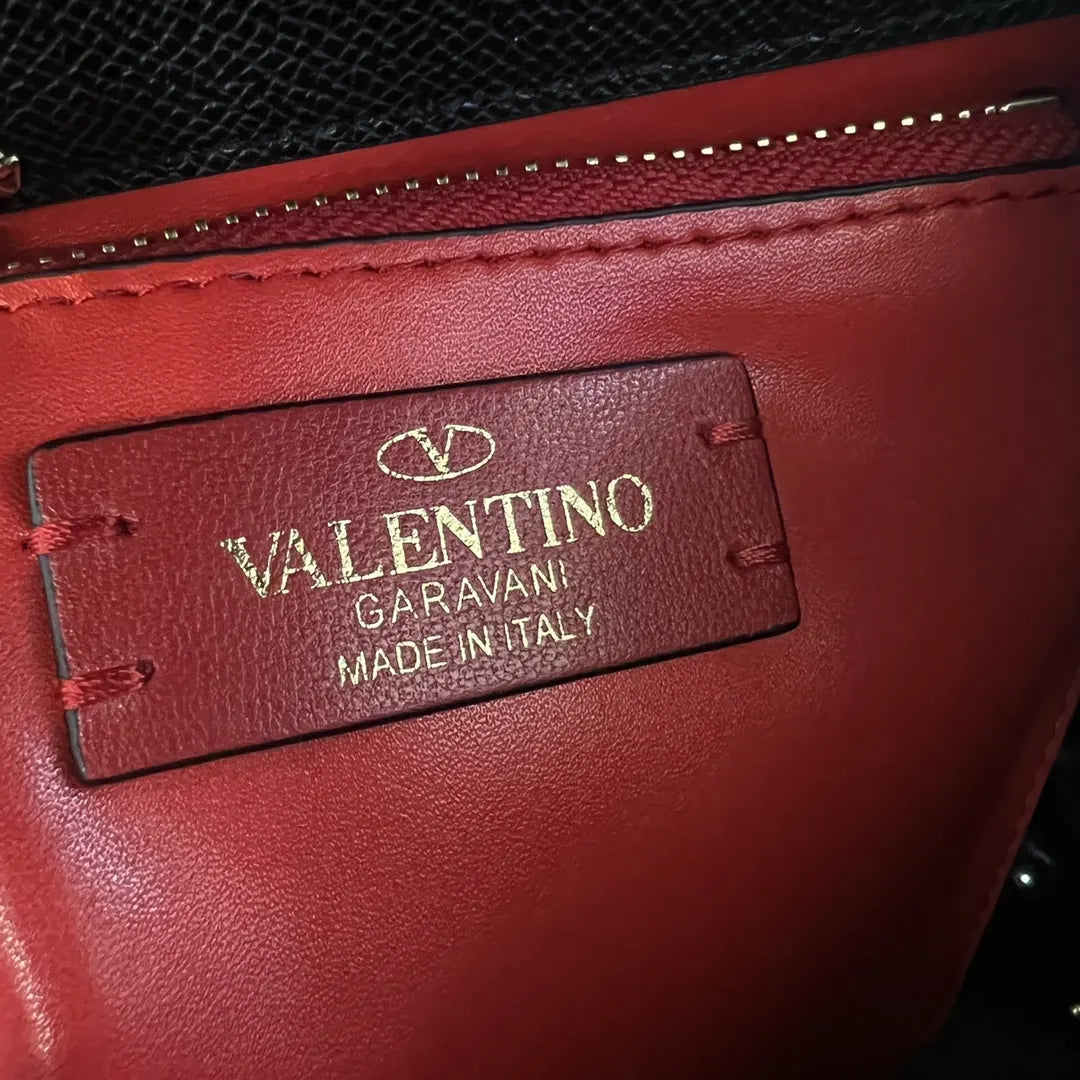 Valentino Black Grain Leather Top Handle Bag - Hình 9