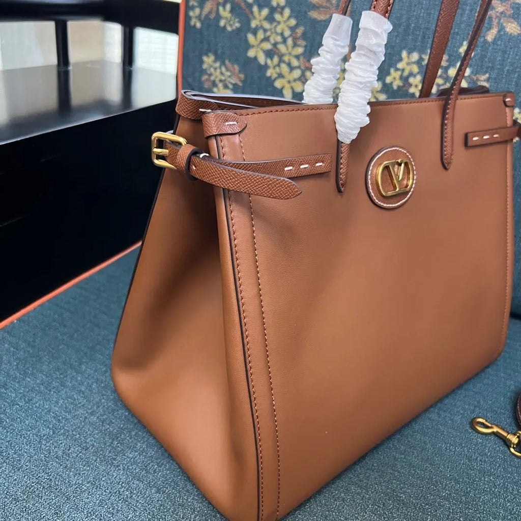Valentino Caramel Shopper Bag - Hình 3