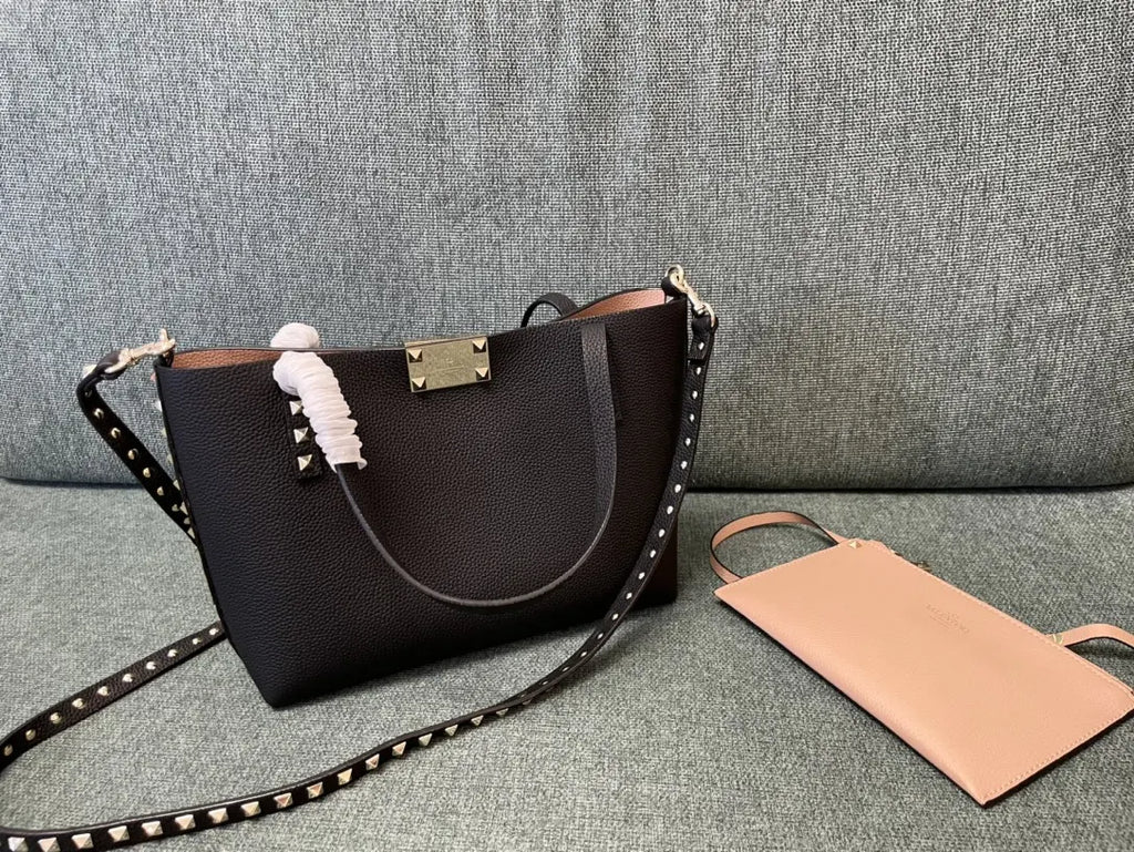 Valentino Black Rockstud Tote - Hình 4