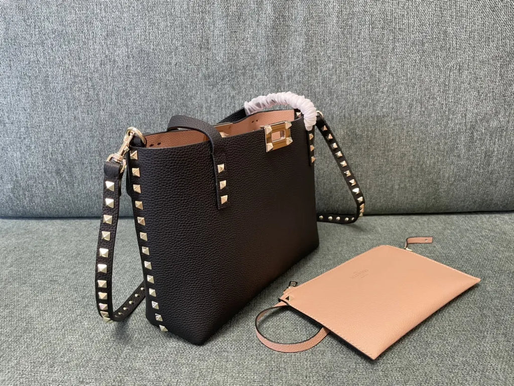 Valentino Black Rockstud Tote - Hình 3