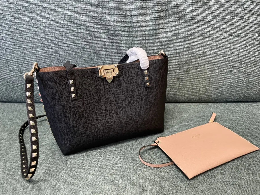 Valentino Black Rockstud Tote - Hình 2