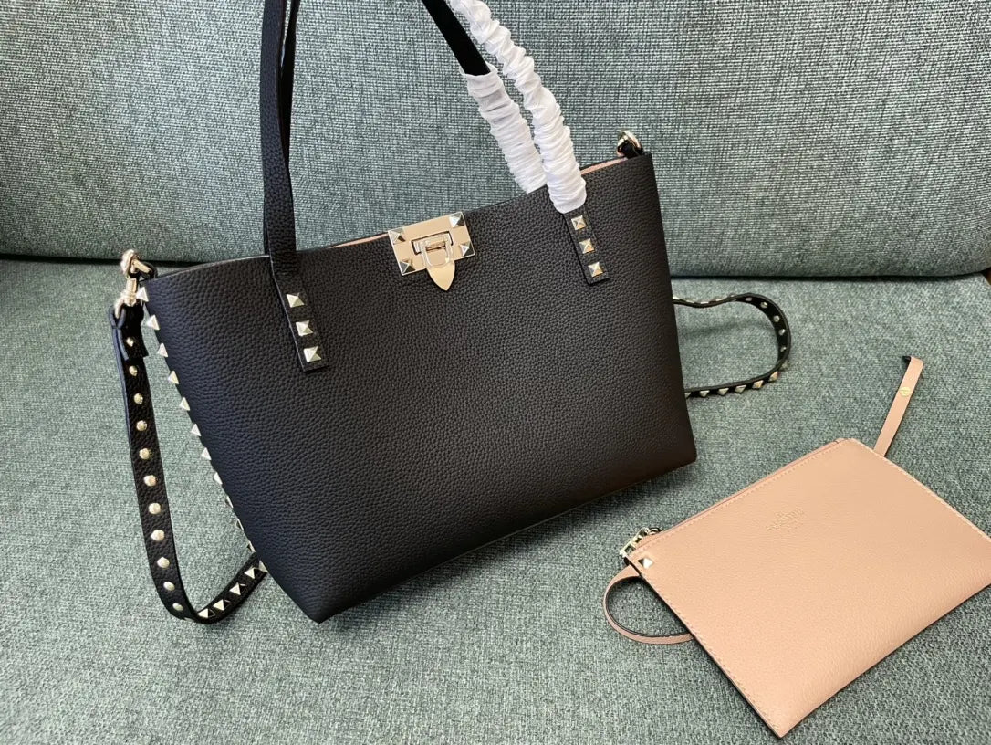 Valentino Black Rockstud Tote