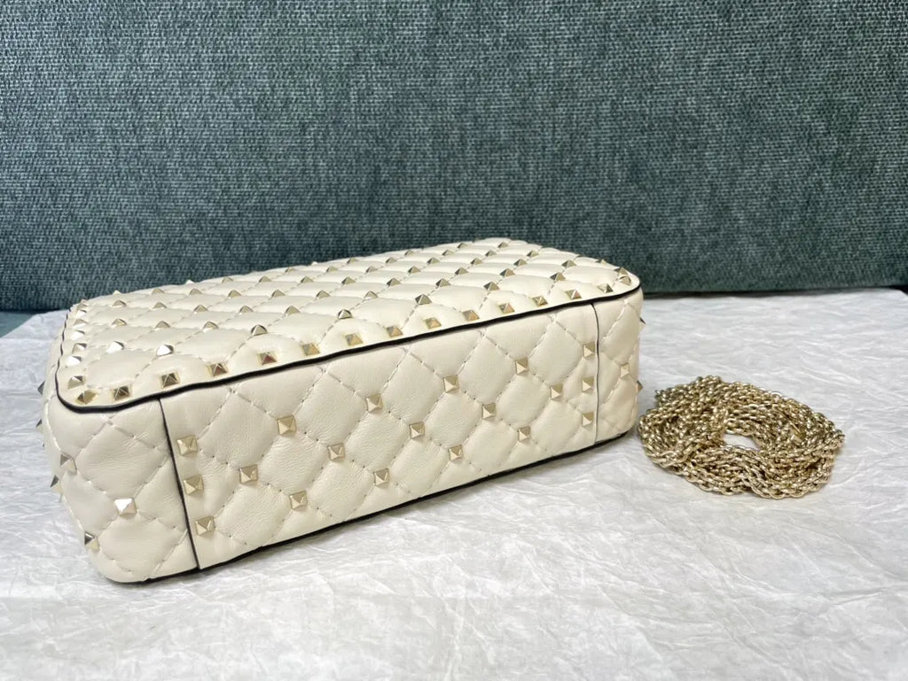 gold Valentino Ivory Roman Stud Bag - Hình 6