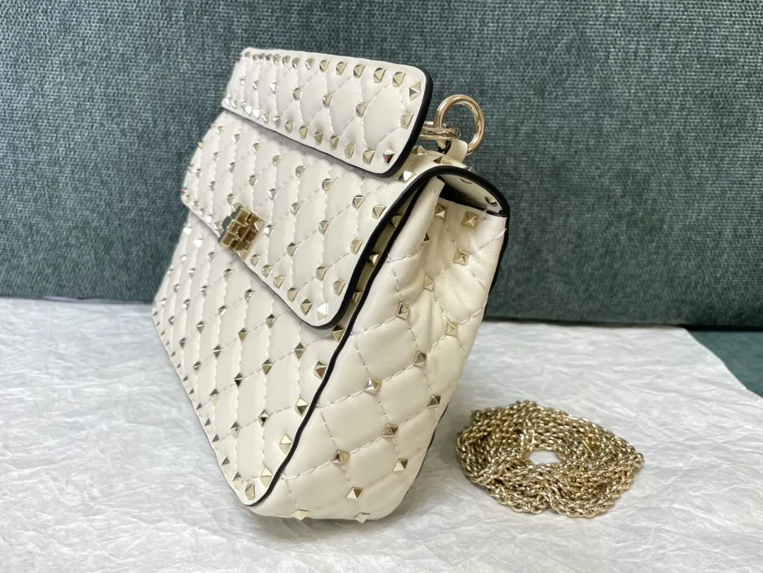 gold Valentino Ivory Roman Stud Bag - Hình 5
