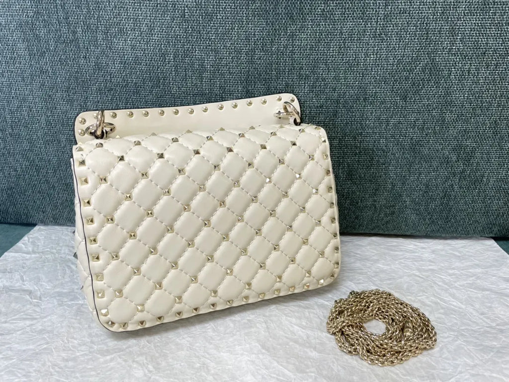 gold Valentino Ivory Roman Stud Bag - Hình 2