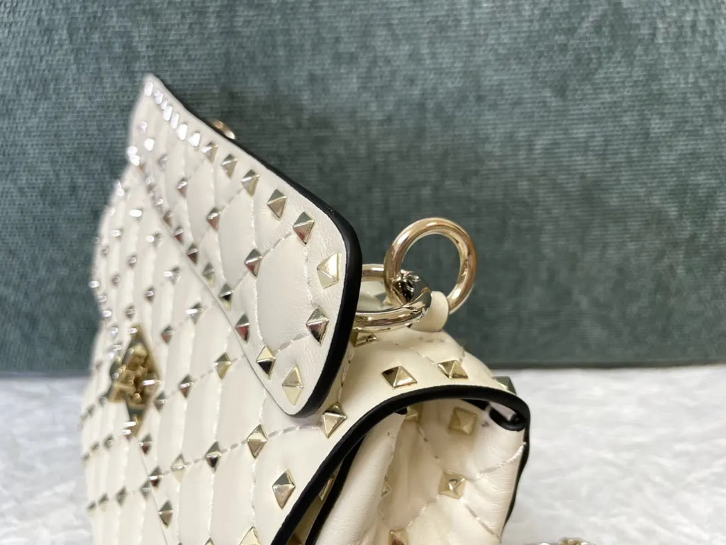 gold Valentino Ivory Roman Stud Bag - Hình 4