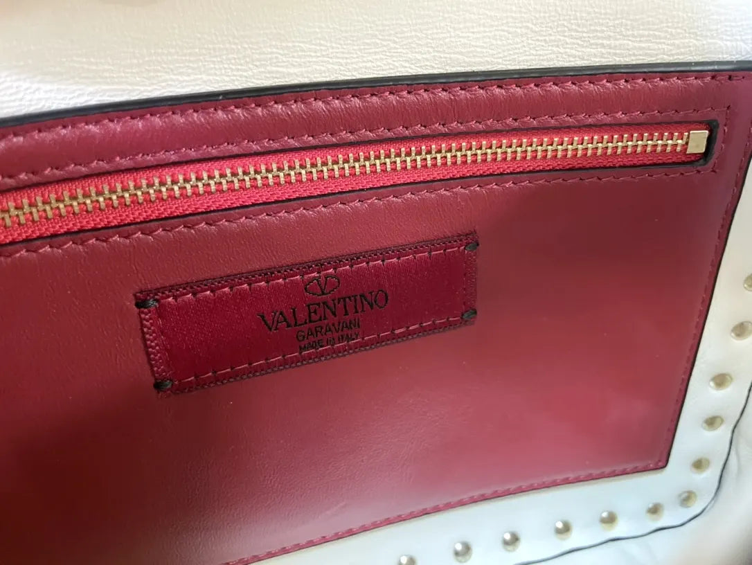 gold Valentino Ivory Roman Stud Bag - Hình 8