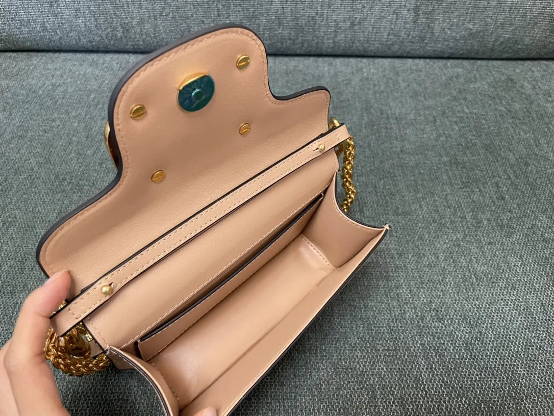 Valentino Peach Mini Bag gold - Hình 7