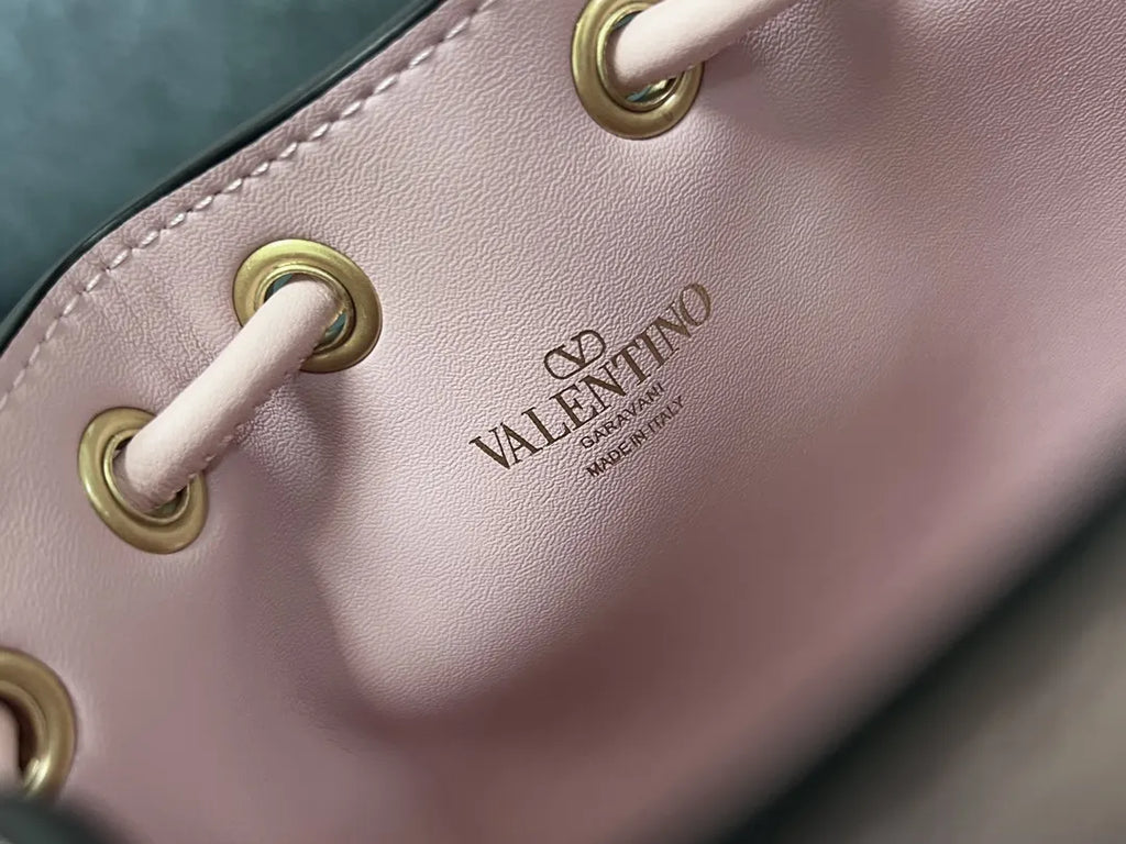 Valentino Pink Leather Bucket Bag - Hình 7