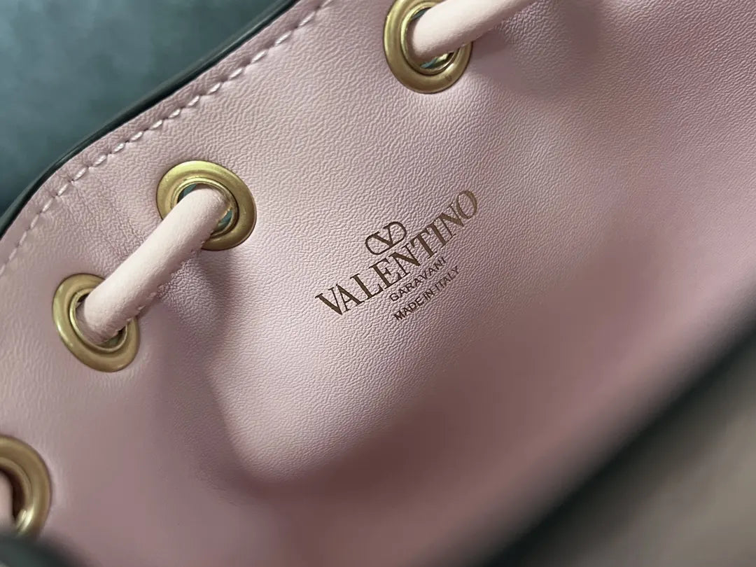 Valentino Pink Leather Bucket Bag - Hình 7