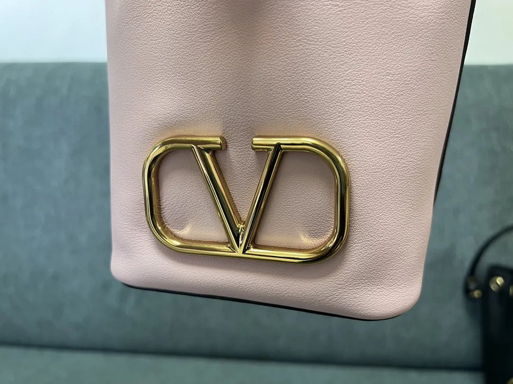 Valentino Pink Leather Bucket Bag - Hình 5
