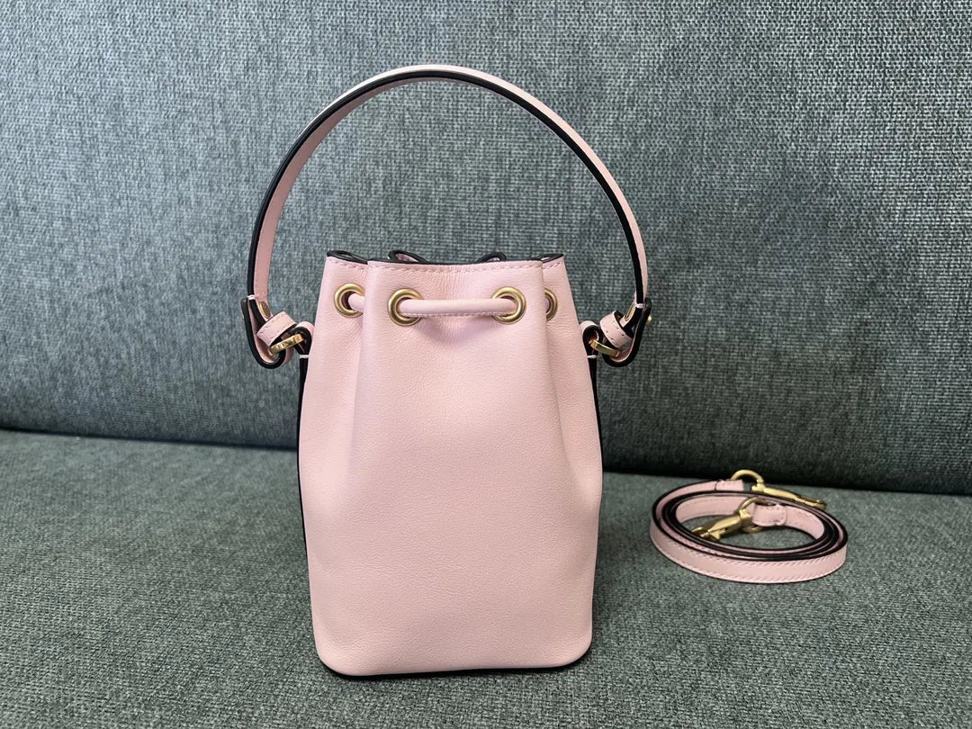 Valentino Pink Leather Bucket Bag - Hình 3