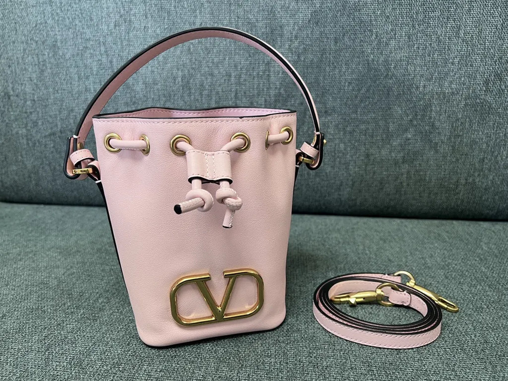 Valentino Pink Leather Bucket Bag