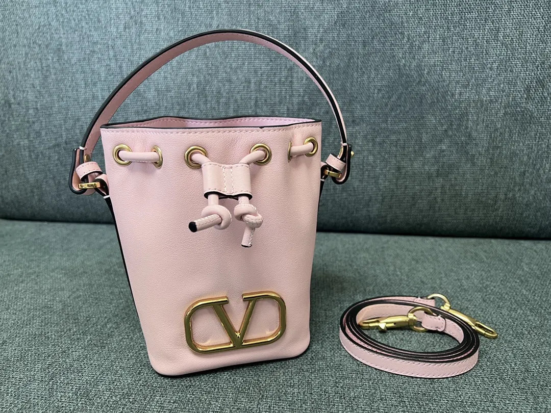 Valentino Pink Leather Bucket Bag