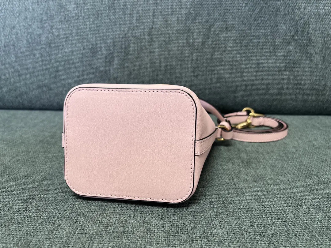 Valentino Pink Leather Bucket Bag - Hình 4