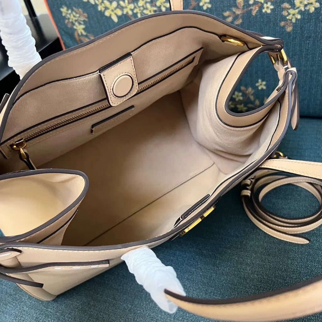 Valentino Nude Leather Tote Bag - Hình 7