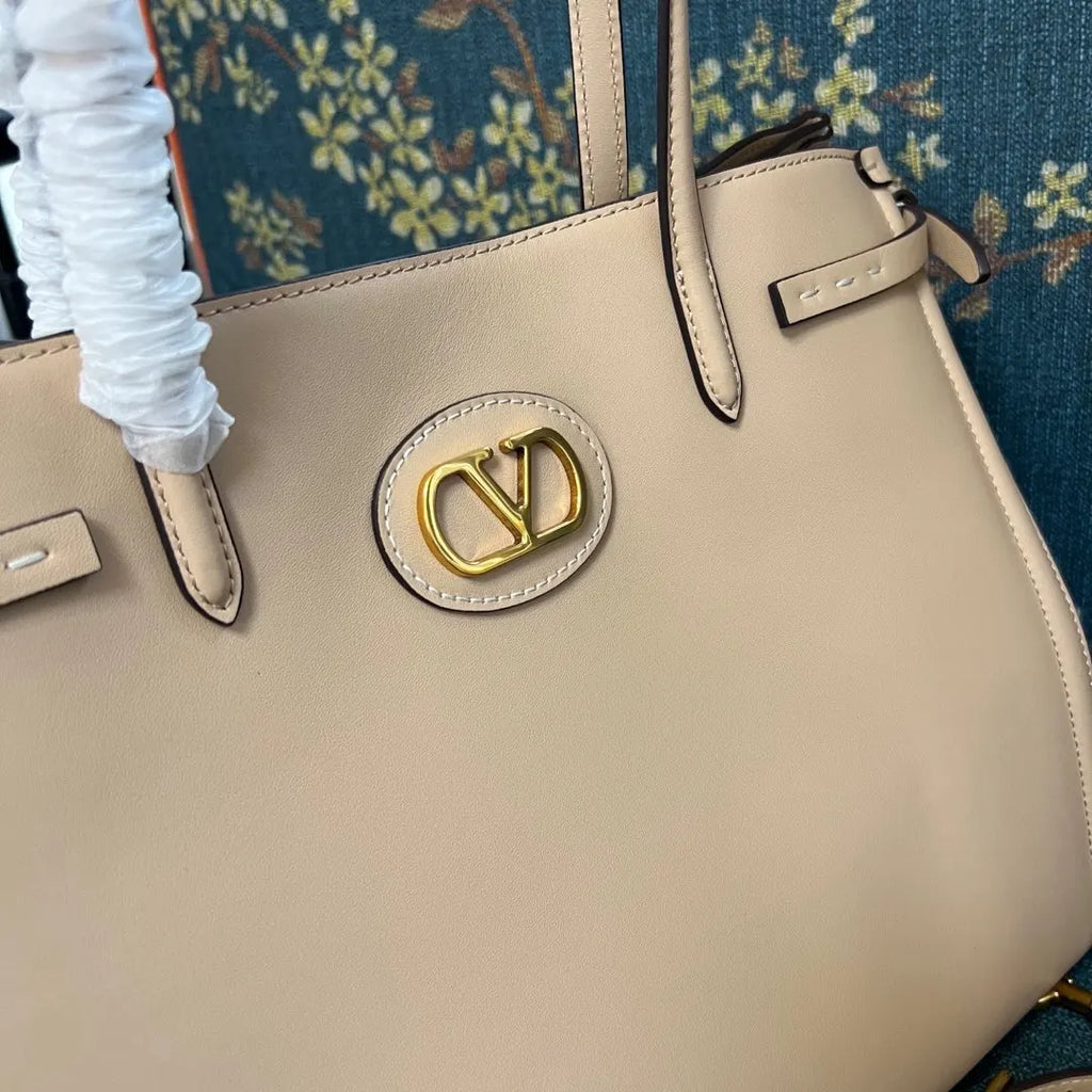Valentino Nude Leather Tote Bag - Hình 4