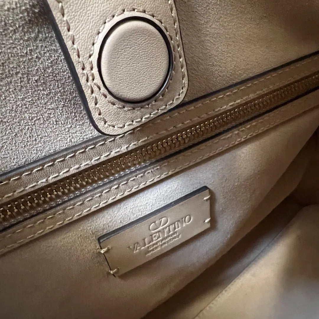 Valentino Nude Leather Tote Bag - Hình 9