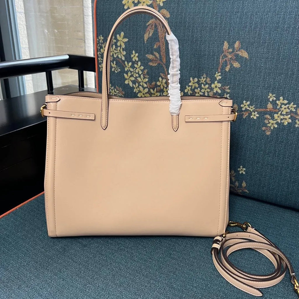 Valentino Nude Leather Tote Bag - Hình 6