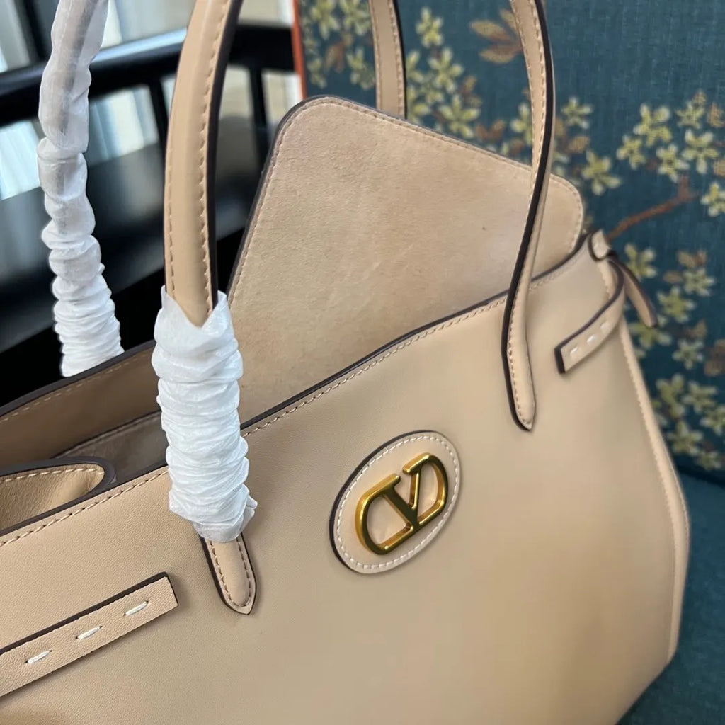 Valentino Nude Leather Tote Bag - Hình 8