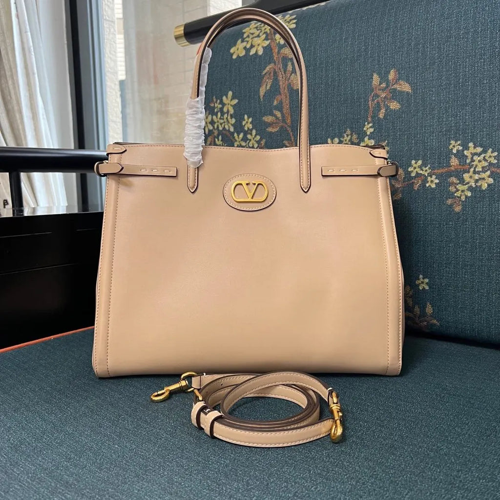 Valentino Nude Leather Tote Bag