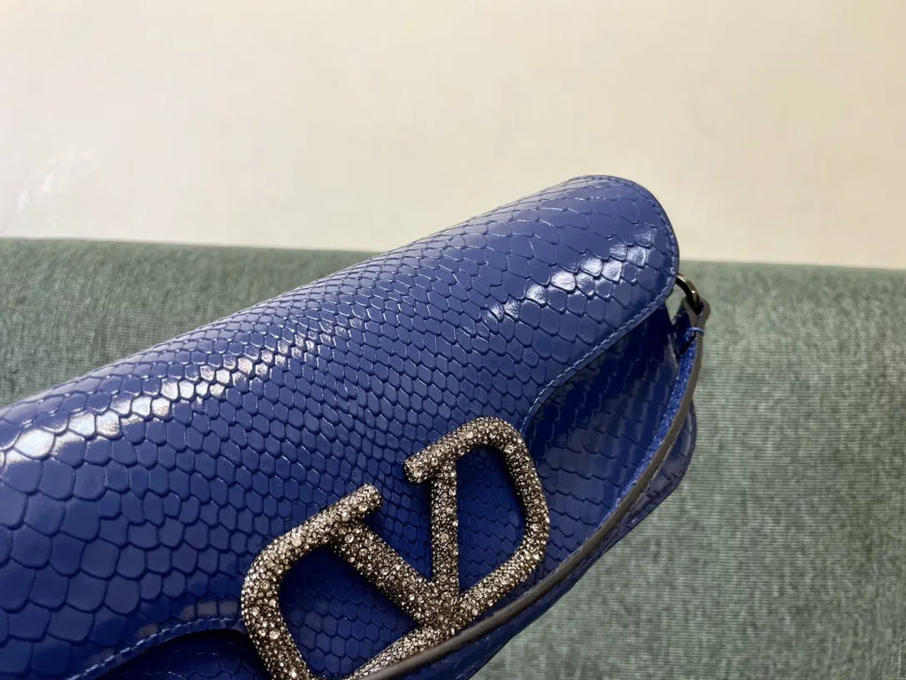 vlogo Valentino Blue Python Bag - Hình 7