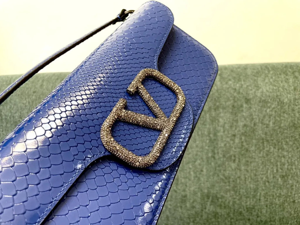 vlogo Valentino Blue Python Bag - Hình 6