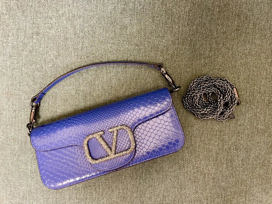 vlogo Valentino Blue Python Bag - Hình 9