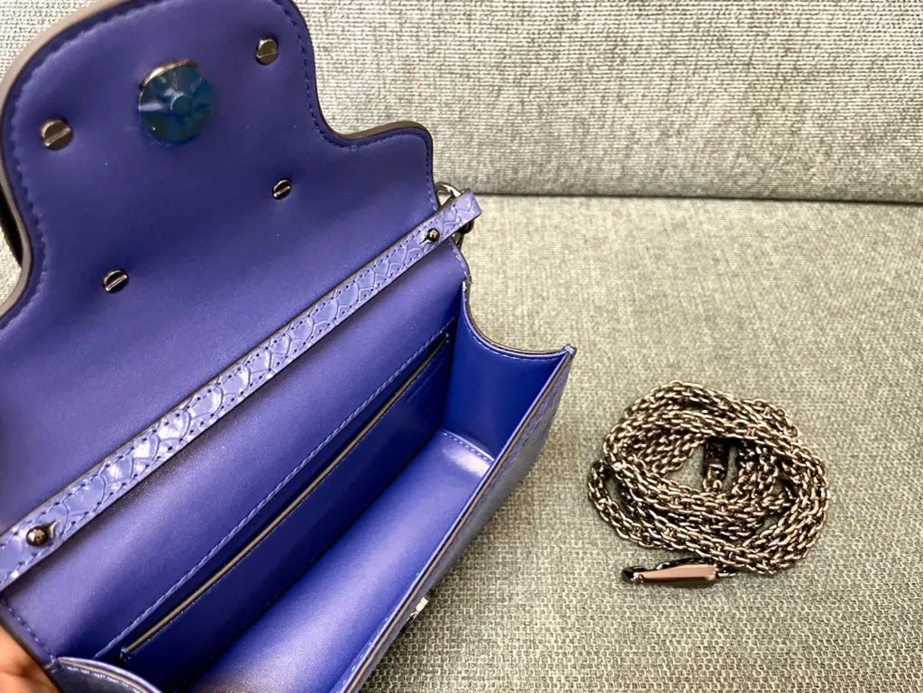 Valentino Blue Snakeskin VLogo Bag - Hình 6