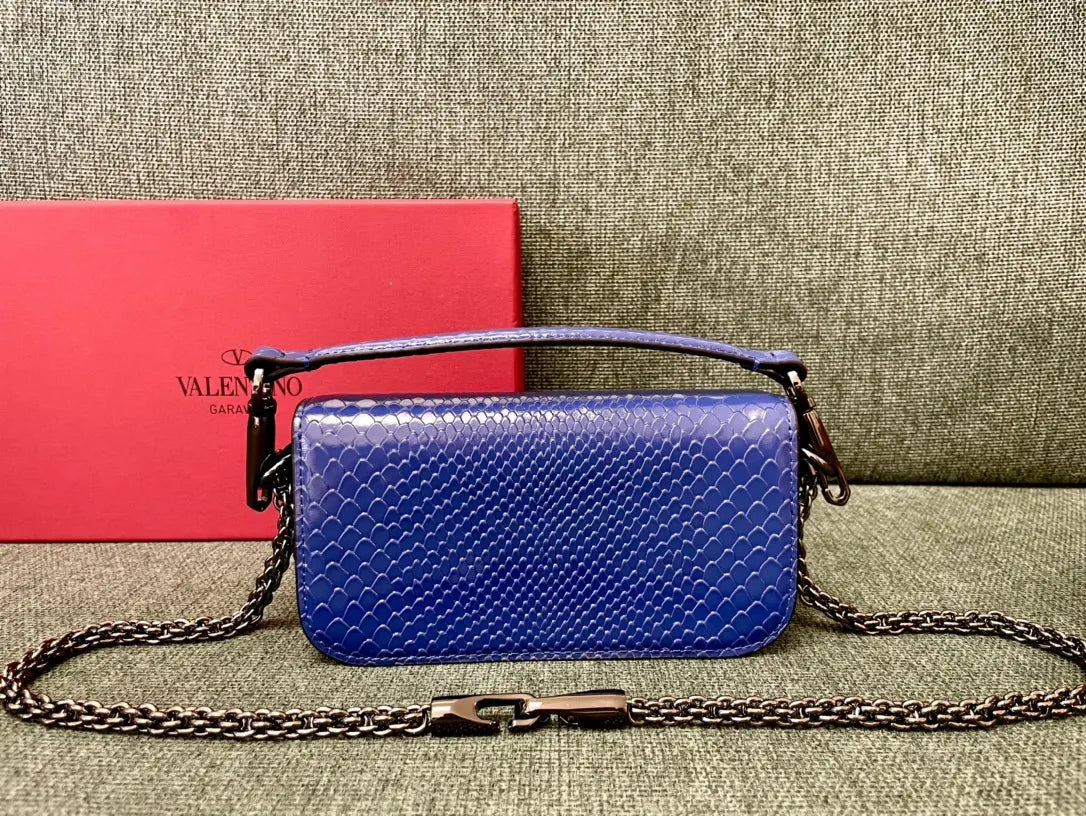 Valentino Blue Snakeskin VLogo Bag - Hình 3