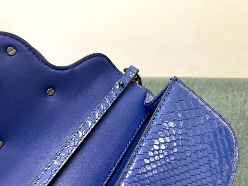 Valentino Blue Snakeskin VLogo Bag - Hình 7