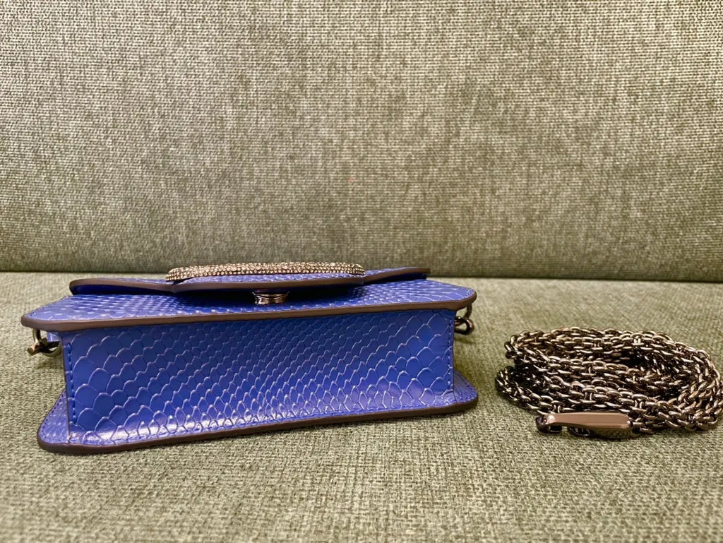 Valentino Blue Snakeskin VLogo Bag - Hình 4