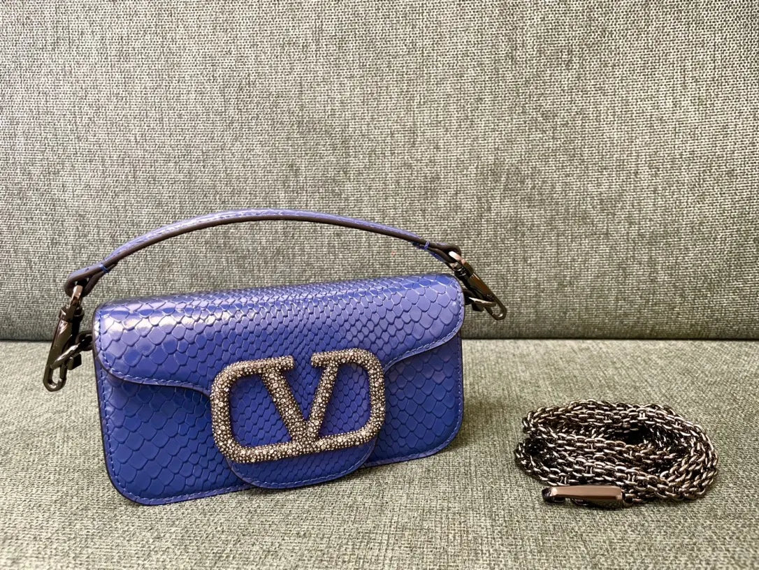 Valentino Blue Snakeskin VLogo Bag - Hình 2